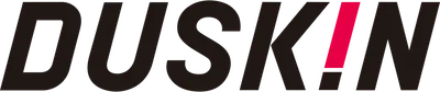 Duskin的Logo，Logo為Duskin的英文字母大寫拼寫，D-U-S-K-I-N，當中的i換成了驚嘆號，由於英文字母中的小寫i上下顛倒後與驚嘆號形狀相似。